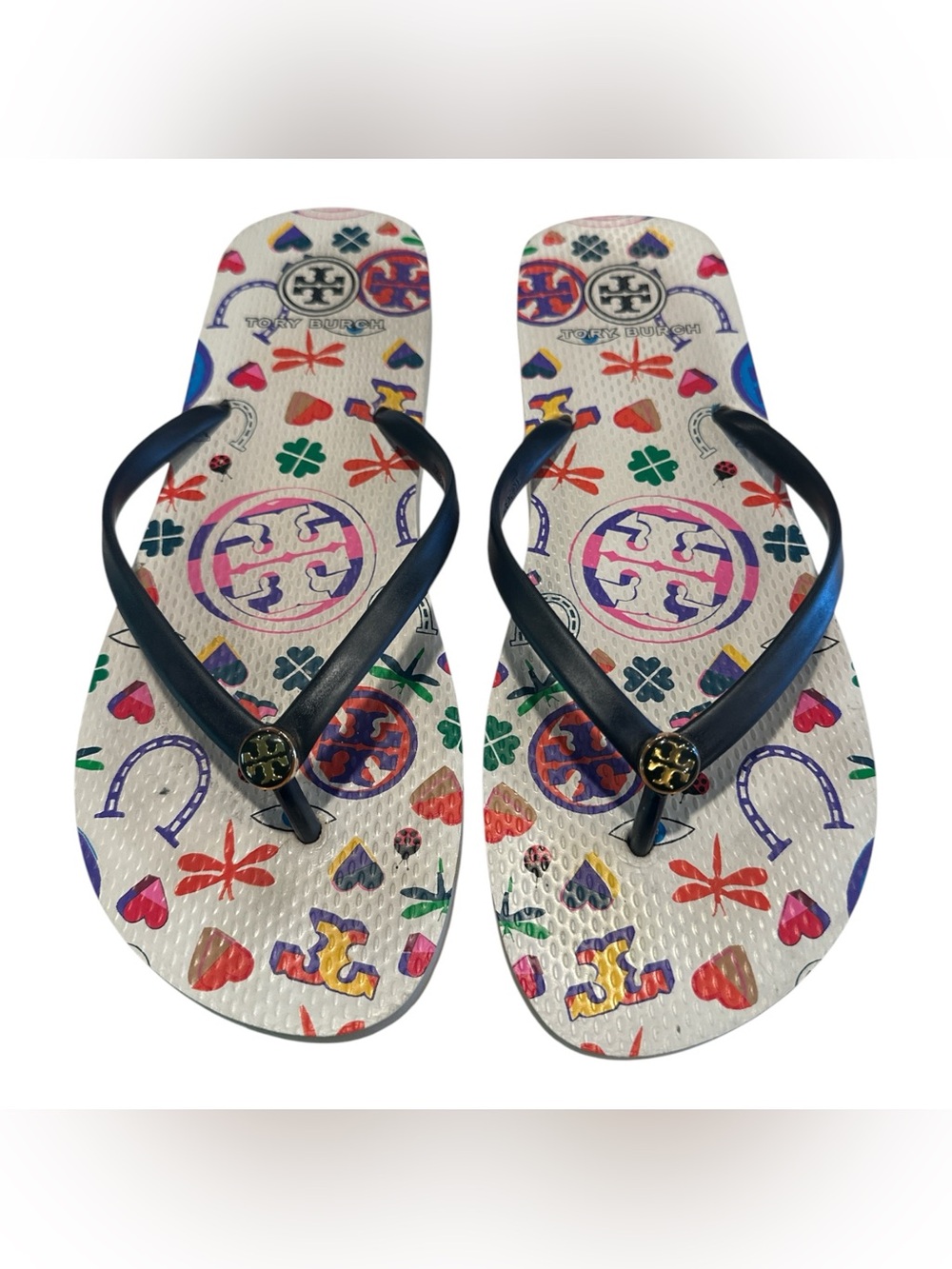 Tory Burch Lucky Charm Flip Flop Womens 11 Resortwear Summer Designer Beach